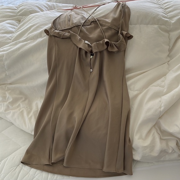 Zara Ruffled Satin Effect Dress - Picture 3 of 5